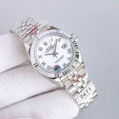 C Factory ROLEX 904L Steel Swiss 2671  28MM Lady White Watch